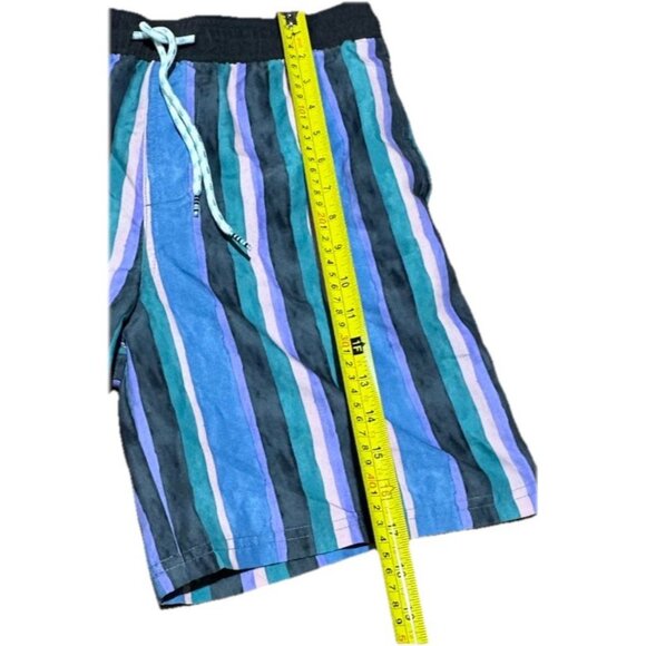 Men's 7" Vertical Striped Swim Trunks - Original Use Blue/Black/Green/Pink XS - Picture 3 of 9